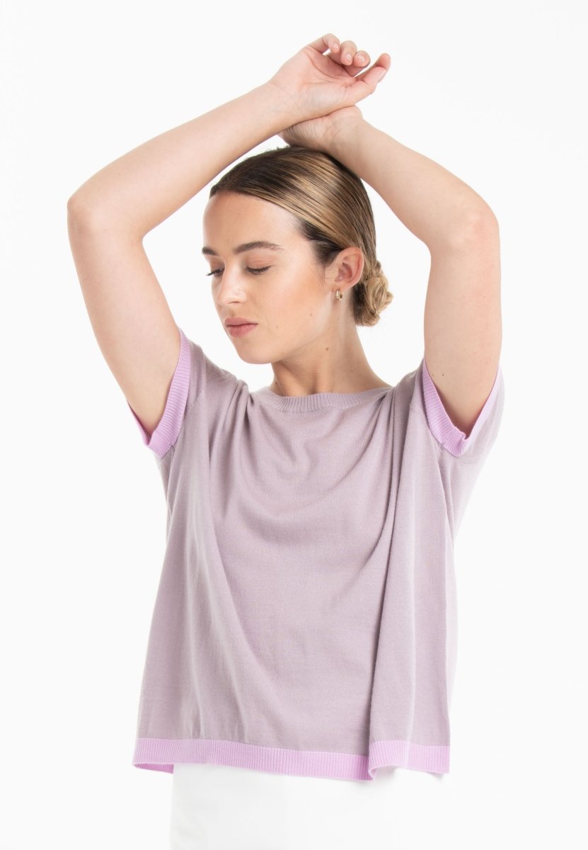 T-shirt col rond ultrafin cachemire et laine violet/ lavande femme - KELLY 1-col rond femme-Studio Cashmere8-S-M-SC8-01015-violet/lavande-Urbanheer