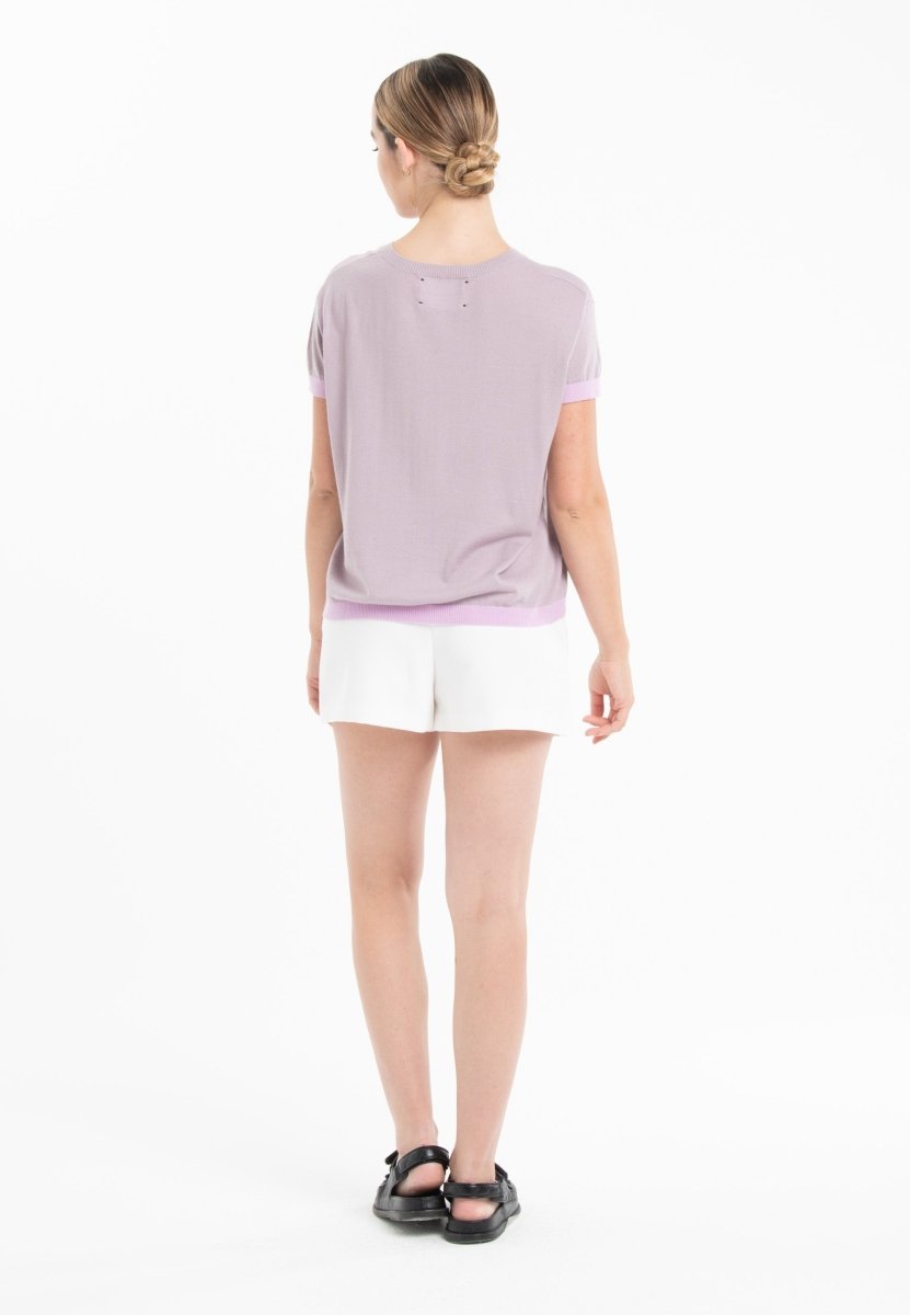 T-shirt col rond ultrafin cachemire et laine violet/ lavande femme - KELLY 1-col rond femme-Studio Cashmere8-S-M-SC8-01015-violet/lavande-Urbanheer