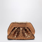 THEMOIRè Micro woven bronze laminate clutch Tia