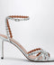 Aquazzura Tequila silver sandals in metallic leather with crystals