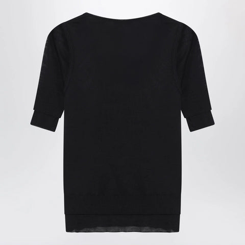 LEMAIRE Midnight blue trompe-l'oeil top in viscose and silk