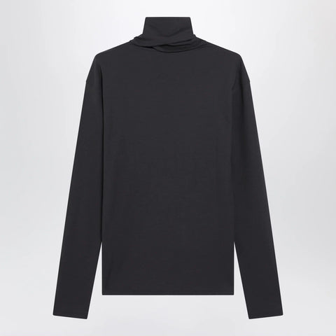 LEMAIRE Dark grey long-sleeved sweater with scarf detail