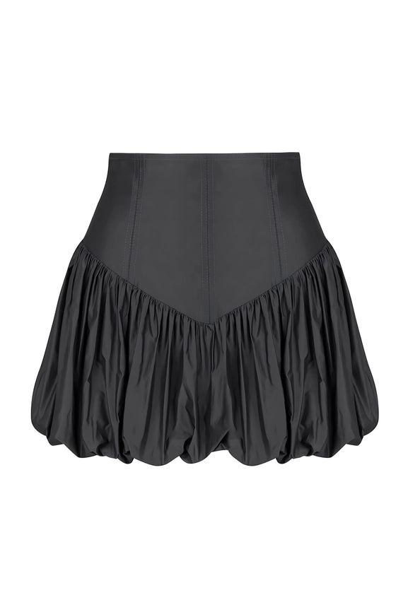 Taffeta Mini Skirt-Skirt-NOCTURNE-XS-Charcoal Anthracite-Urbanheer