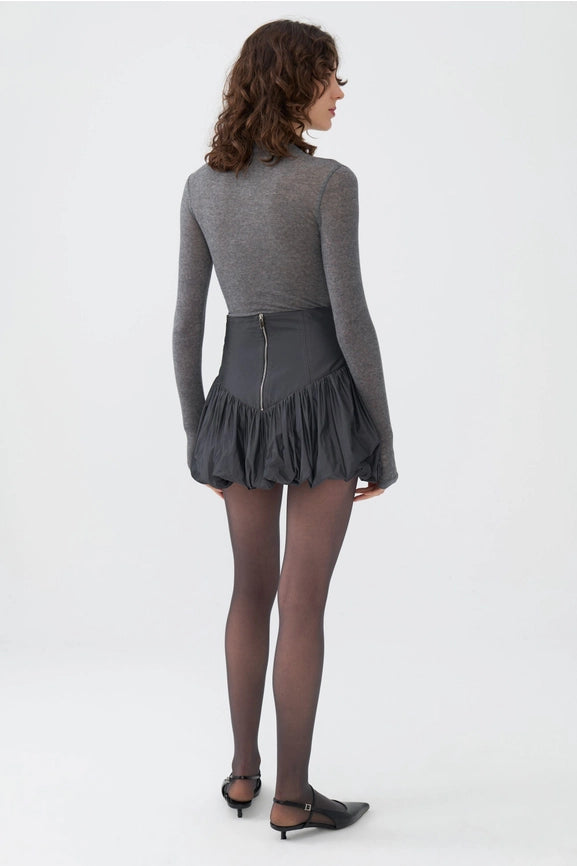Taffeta Mini Skirt-Skirt-NOCTURNE-XS-Charcoal Anthracite-Urbanheer