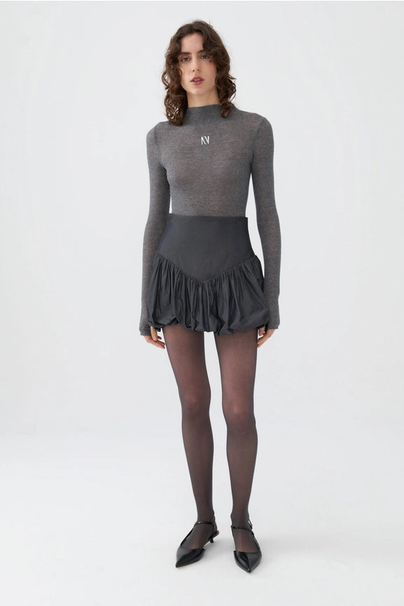 Taffeta Mini Skirt-Skirt-NOCTURNE-XS-Charcoal Anthracite-Urbanheer