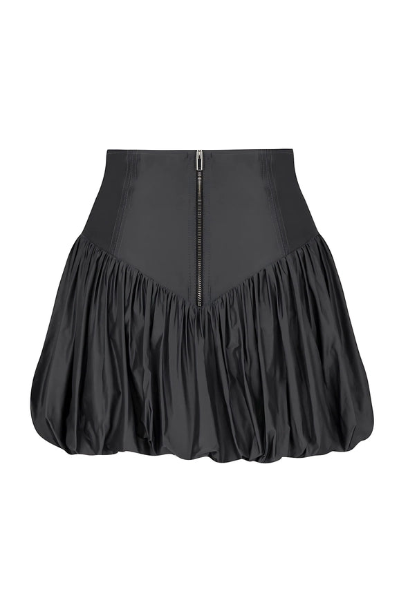 Taffeta Mini Skirt-Skirt-NOCTURNE-XS-Charcoal Anthracite-Urbanheer