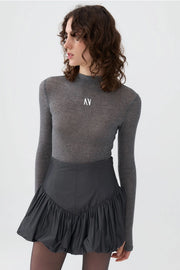 Taffeta Mini Skirt-Skirt-NOCTURNE-XS-Charcoal Anthracite-Urbanheer