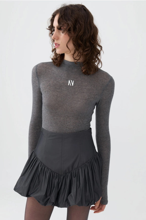 Taffeta Mini Skirt-Skirt-NOCTURNE-XS-Charcoal Anthracite-Urbanheer