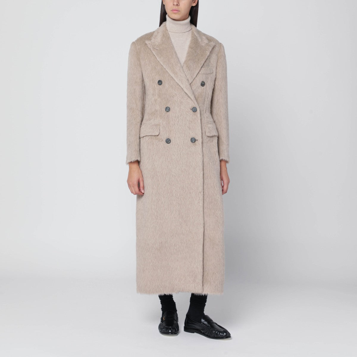 Tagliatore Beige double-breasted coat in wool blend