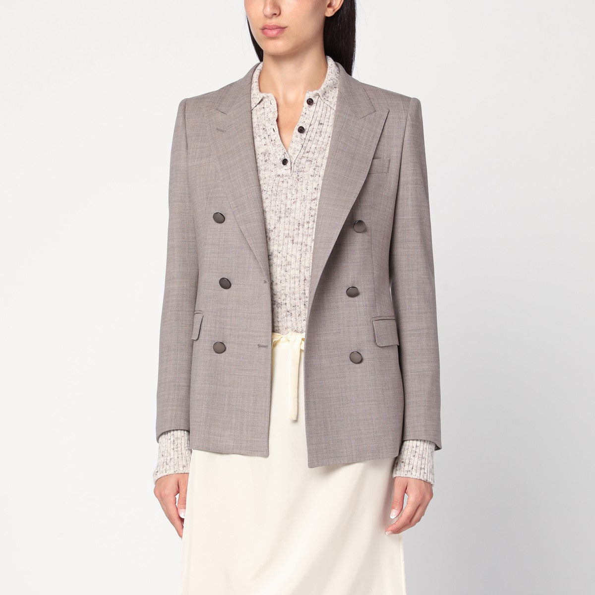 Tagliatore Beige double-breasted jacket in wool blend