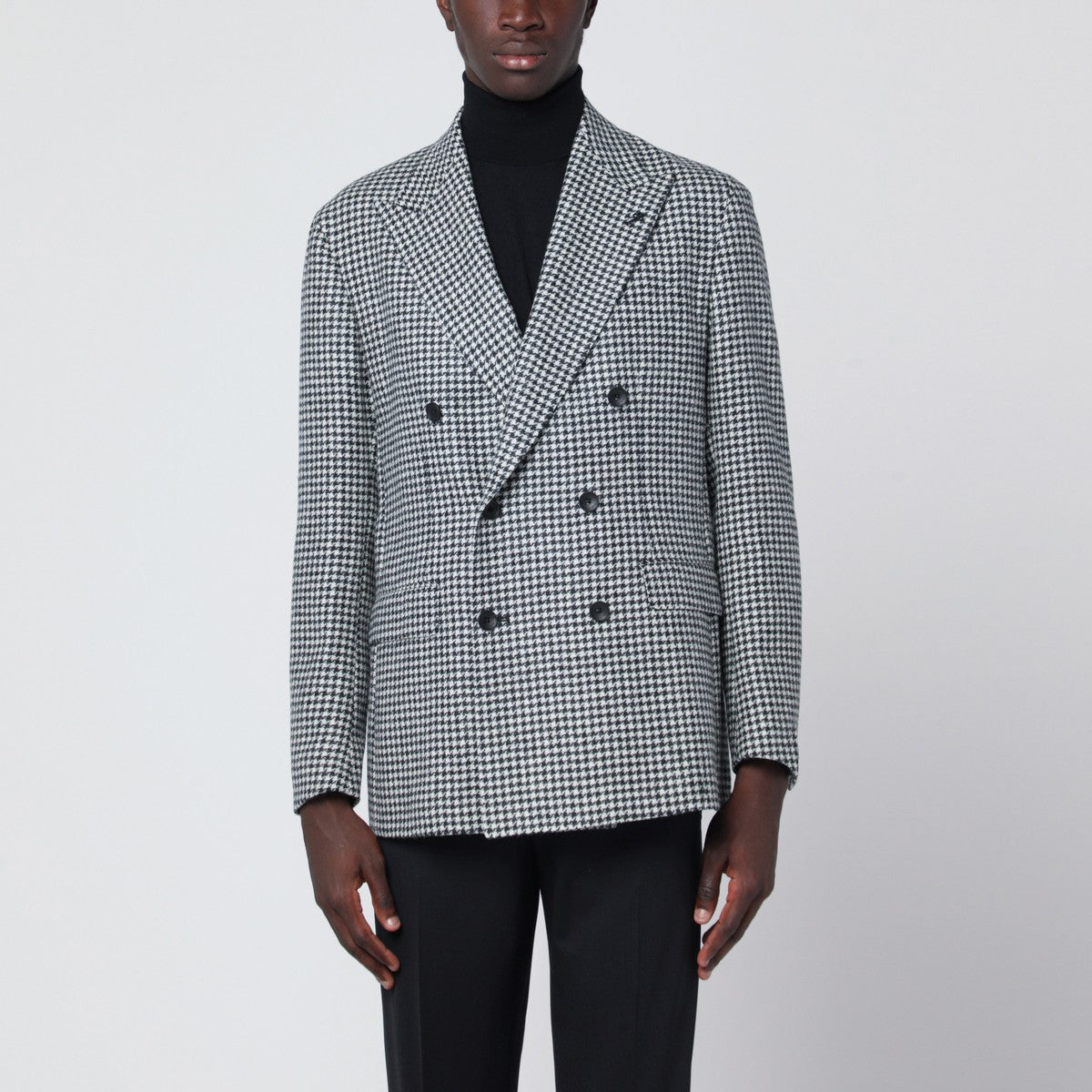 Tagliatore Black/white houndstooth double-breasted jacket