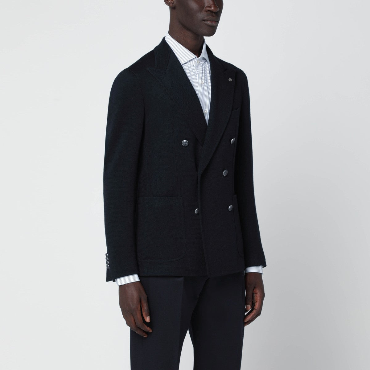 Tagliatore Blue wool-blend double-breasted jacket