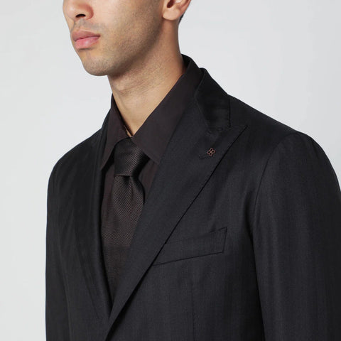 Tagliatore Brown striped single-breasted wool suit
