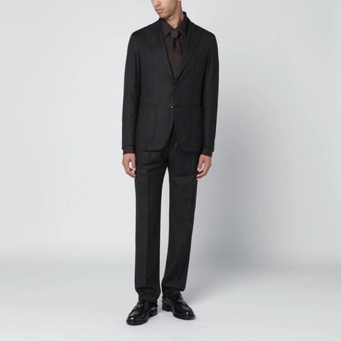 Tagliatore Brown striped single-breasted wool suit