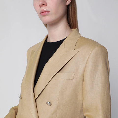Tagliatore Double-breasted jacket in beige linen