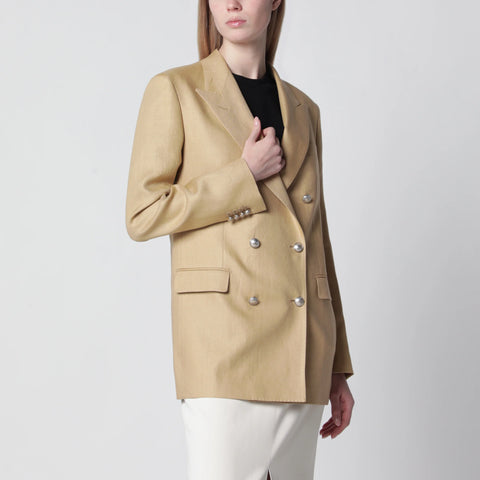 Tagliatore Double-breasted jacket in beige linen