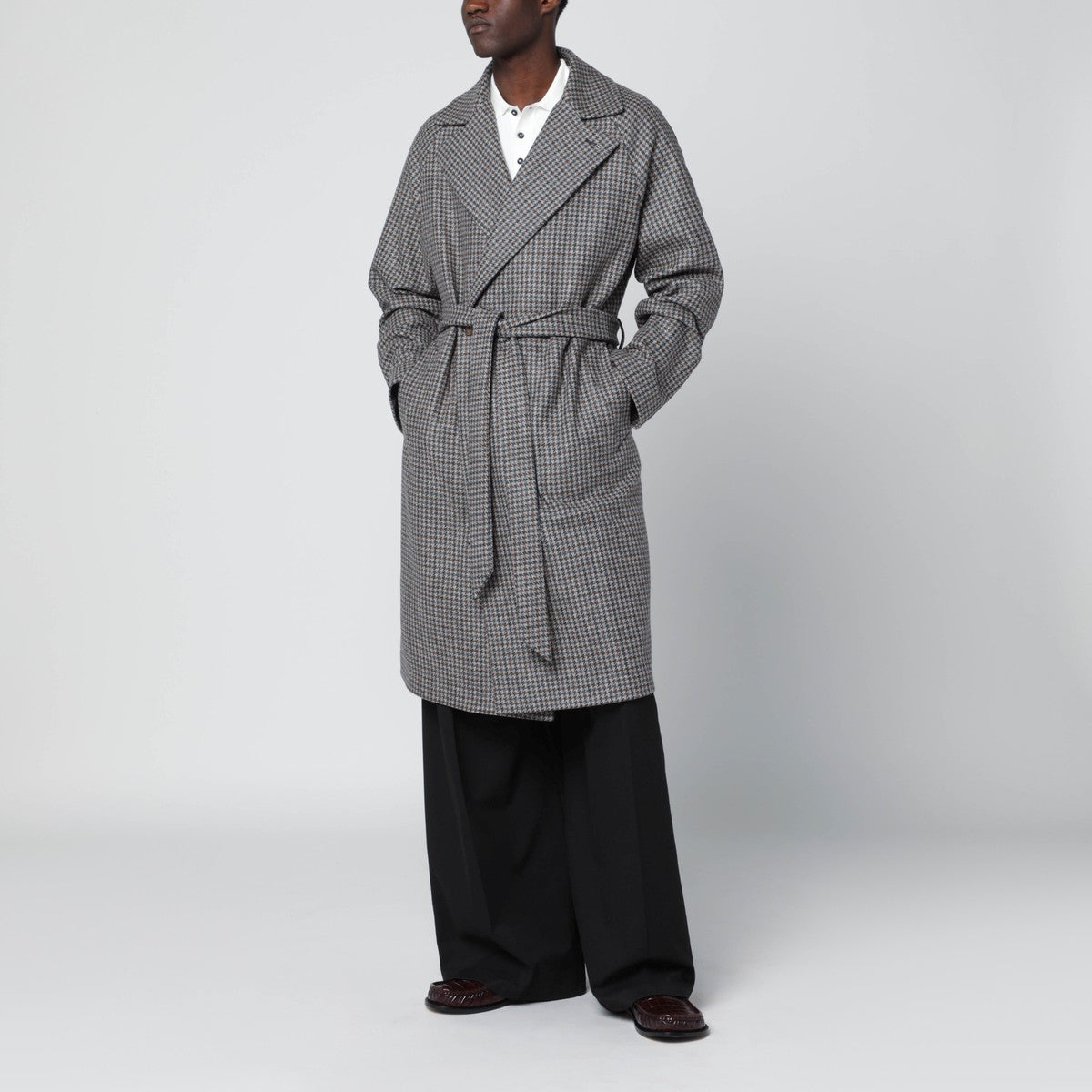 Tagliatore Houndstooth belt coat