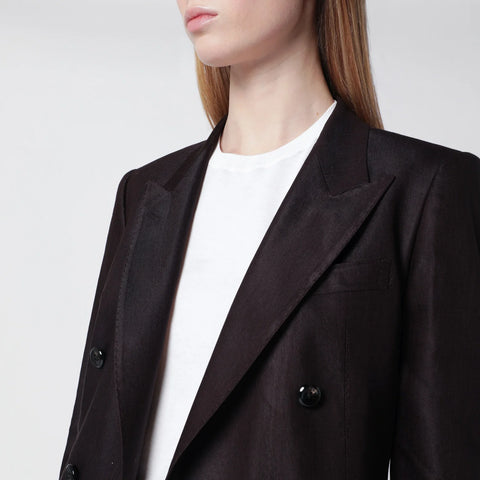 Tagliatore Parigi double-breasted blazer in brown linen blend