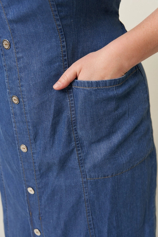 "Tahoma” Tencel Denim Bustier Dress-Dress-What Lo Wants-XS-Urbanheer