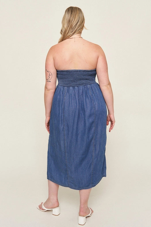 "Tahoma” Tencel Denim Bustier Dress-Dress-What Lo Wants-XS-Urbanheer