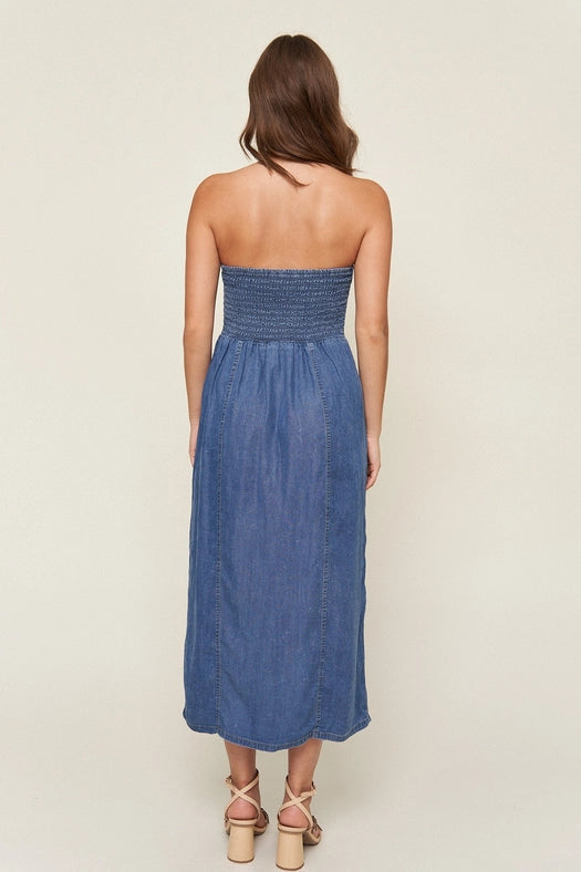 "Tahoma” Tencel Denim Bustier Dress-Dress-What Lo Wants-XS-Urbanheer