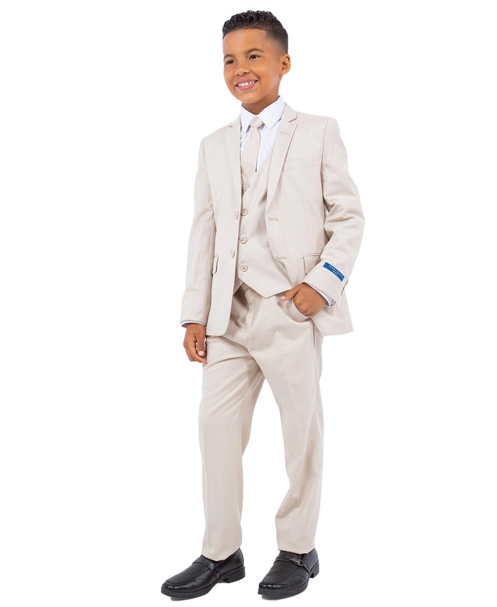 Tan Perry Ellis Boys Suit, Slim-Fit 5pc (Includes Tie)-Suits-Suits America-2-Tan-Urbanheer