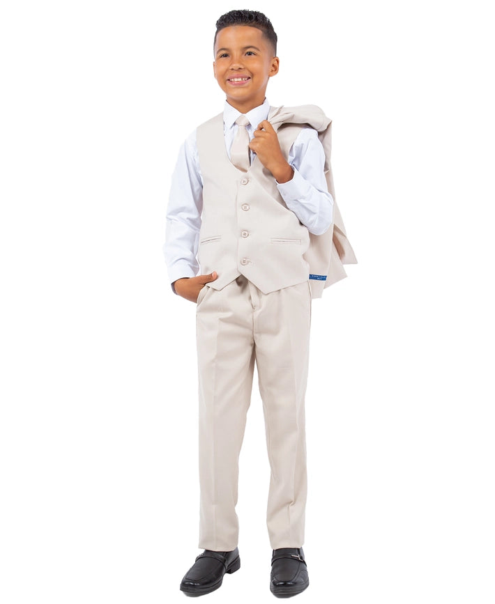 Tan Perry Ellis Boys Suit, Slim-Fit 5pc (Includes Tie)-Suits-Suits America-2-Tan-Urbanheer