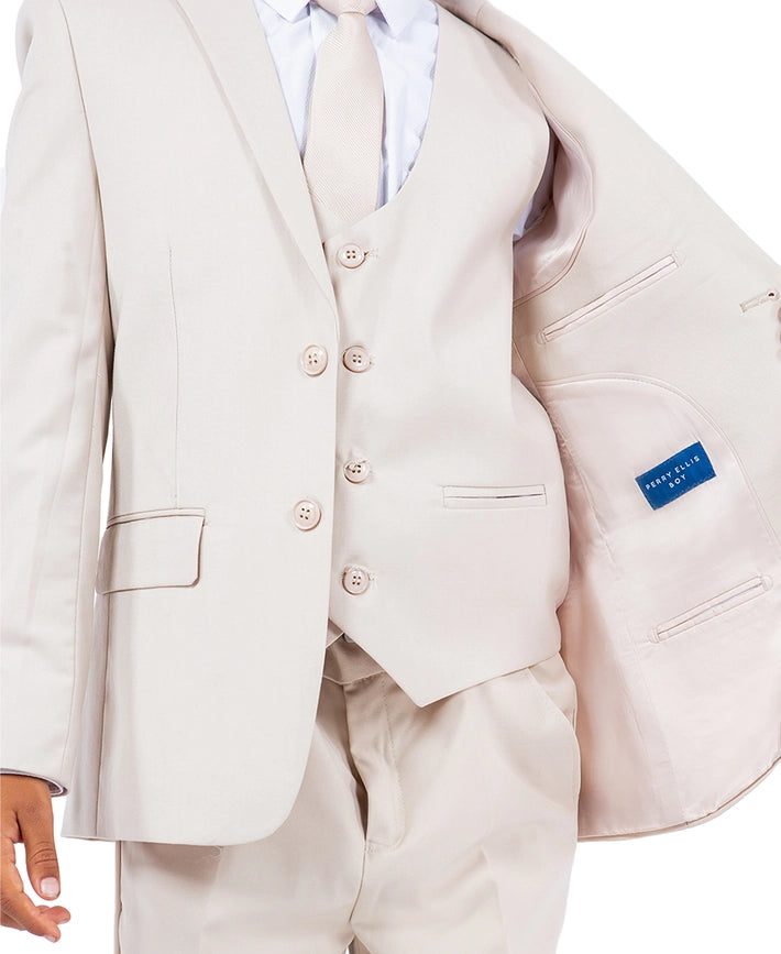 Tan Perry Ellis Boys Suit, Slim-Fit 5pc (Includes Tie)-Suits-Suits America-2-Tan-Urbanheer