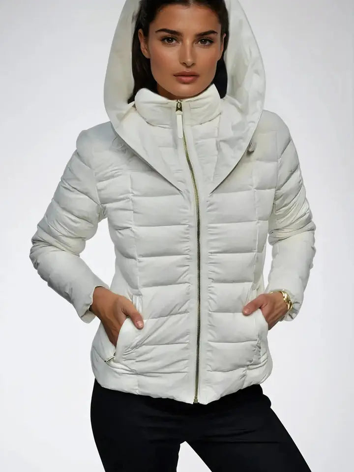 Tania slim-fit puffer jacket-Puffer Jacket-Ciao Milano-S-ANITQUE WHITE-Urbanheer