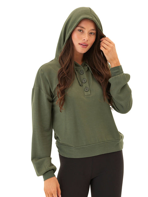 Tanisha Feather Fleece Henley Hoodie