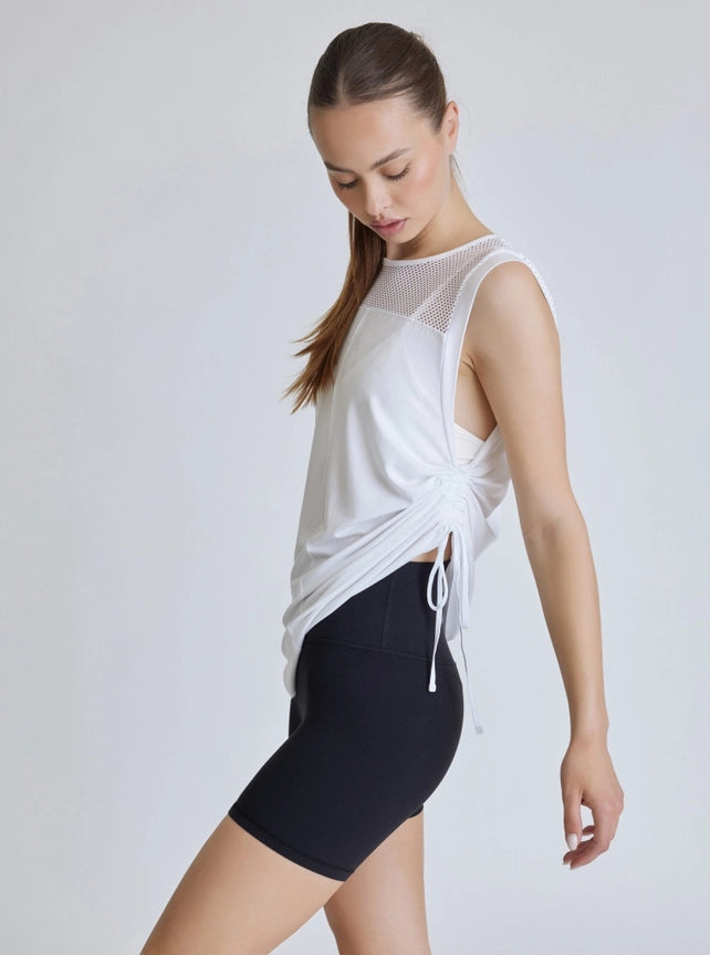 Tao Side Ruched Tunic-Tunic-Blanc Noir-XS-White-Urbanheer