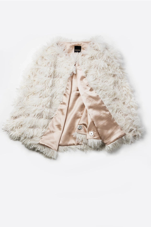 Tasseled Faux Fur Party Capelet-Capelet-SAACHI-White-Urbanheer