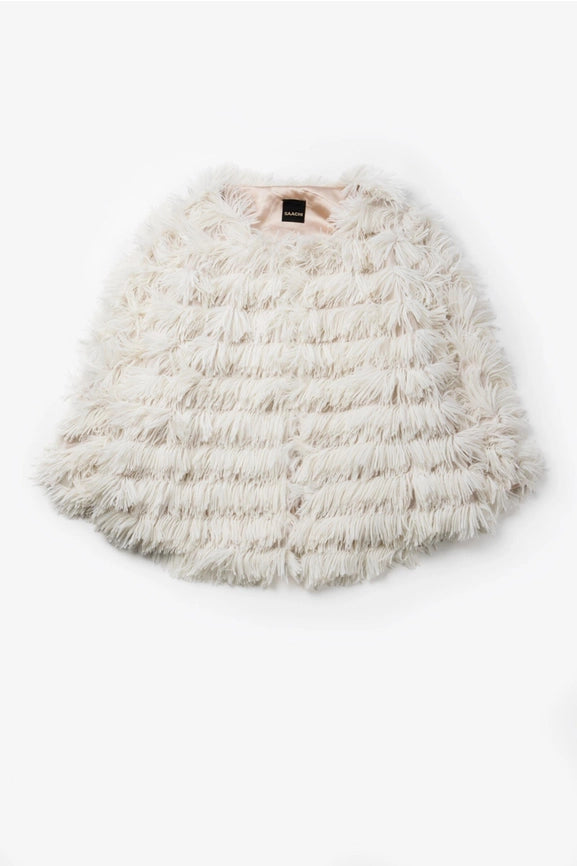 Tasseled Faux Fur Party Capelet-Capelet-SAACHI-White-Urbanheer
