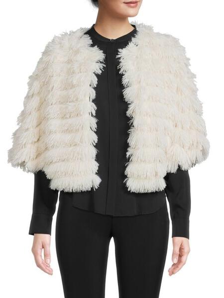 Tasseled Faux Fur Party Capelet-Capelet-SAACHI-White-Urbanheer