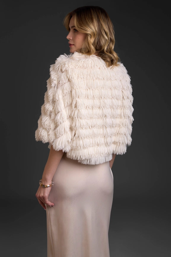 Tasseled Faux Fur Party Capelet-Capelet-SAACHI-White-Urbanheer