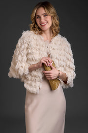 Tasseled Faux Fur Party Capelet-Capelet-SAACHI-White-Urbanheer