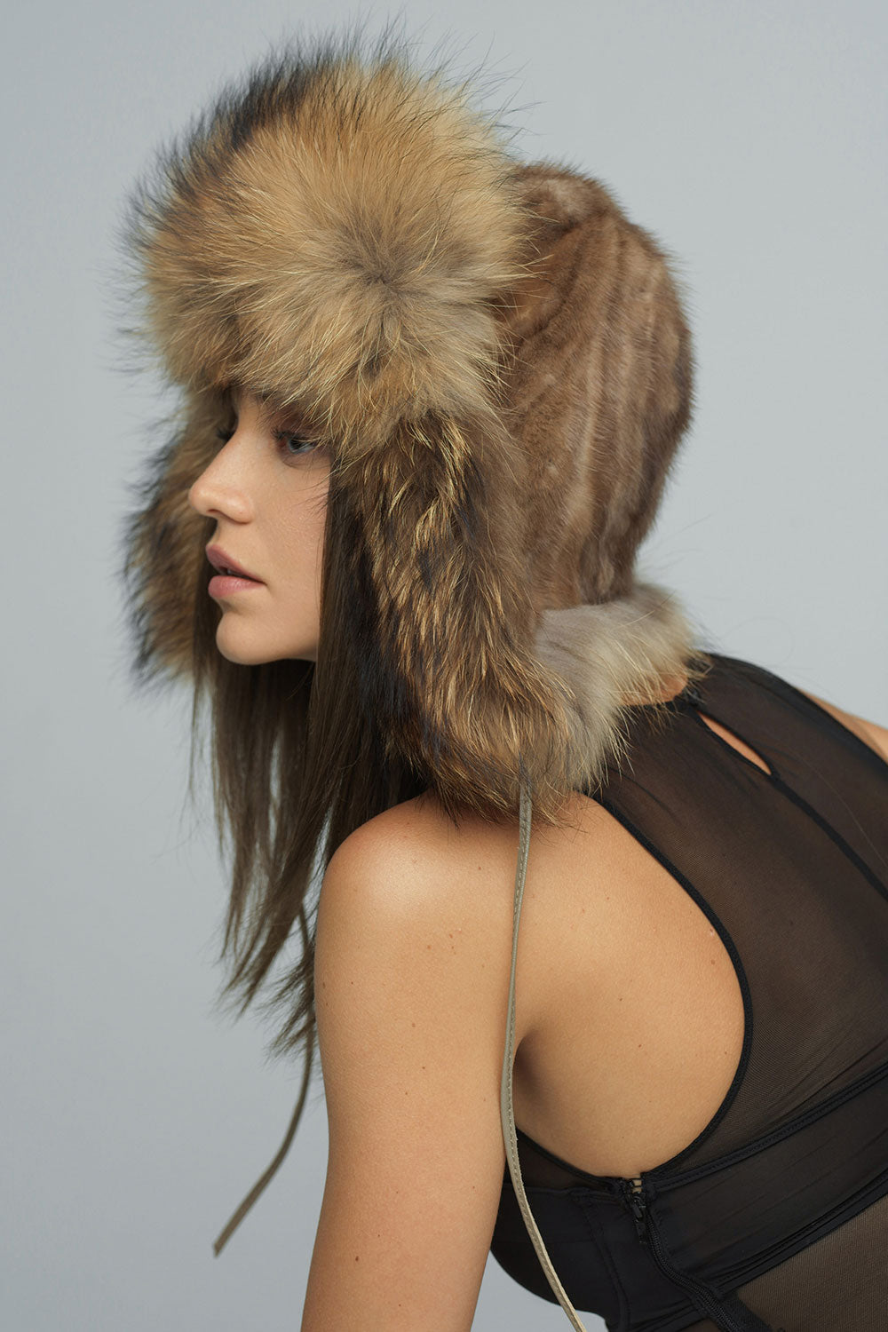 Taupe Genuine Arctic Fox and Mink Fur Hat-Hats-Buy Me Fur Ltd-Taupe-56-Genuine Arctic Fox and Mink Fur-Urbanheer
