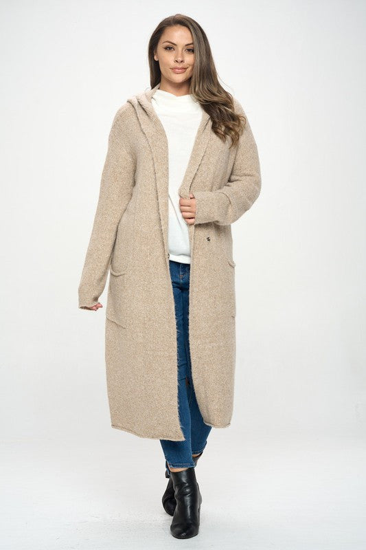 Taupe Knit Open Front Cardigan Sweater-New Arrival-Reneecollection-1X-TAUPE-Urbanheer