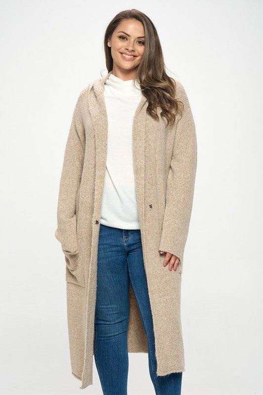 Taupe Knit Open Front Cardigan Sweater-New Arrival-Reneecollection-1X-TAUPE-Urbanheer