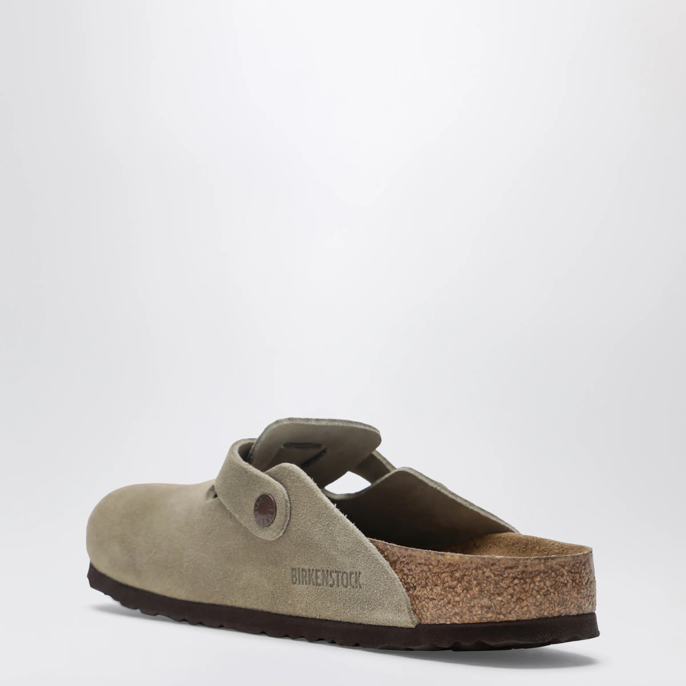Taupe suede Boston clogs by Birkenstock