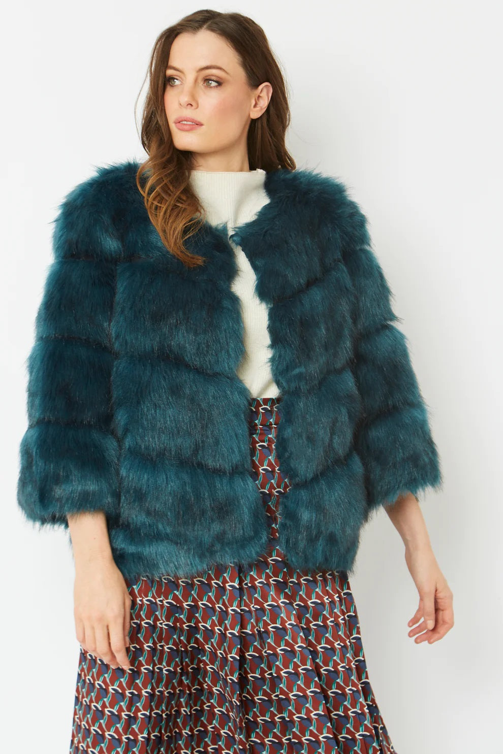 Teal Faux Fur Ella Coat-Faux Fur Coats-Buy Me Fur Ltd-One Size-Teal-Faux Fur-Urbanheer