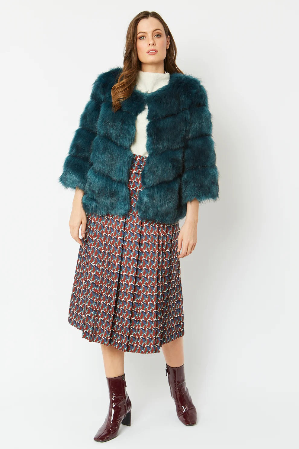 Teal Faux Fur Ella Coat-Faux Fur Coats-Buy Me Fur Ltd-One Size-Teal-Faux Fur-Urbanheer