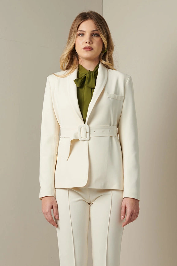 Technical flannel blazer-Blazer-Valentina Rio-38-VIRGIN-Urbanheer