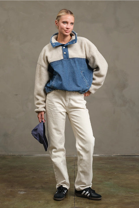 Teddy Denim Snap-Up Jacket