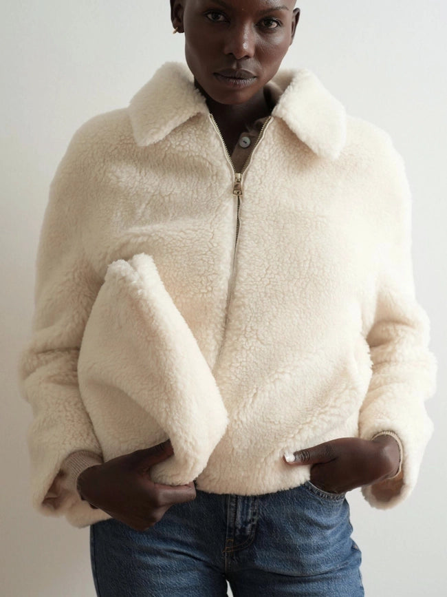 Teddy Wool Clutch-Clutch-Bel Cashmere S.C.-15.7 x 9.8 in (40 x 25 cm)-Ivory-Urbanheer