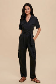 Tencel Blend Utility Jumpsuit BLACK-Jumpsuit-In Loom-S-Urbanheer