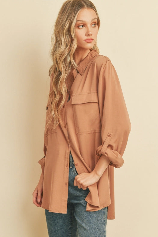 Tencel Oversized Shirt VINTAGE APRICOT-Shirt-Dress Forum-S-Urbanheer