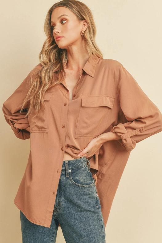 Tencel Oversized Shirt VINTAGE APRICOT-Shirt-Dress Forum-S-Urbanheer