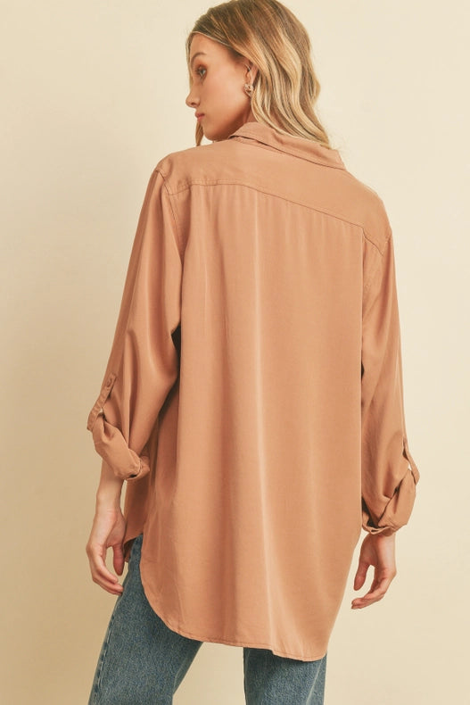 Tencel Oversized Shirt VINTAGE APRICOT-Shirt-Dress Forum-S-Urbanheer