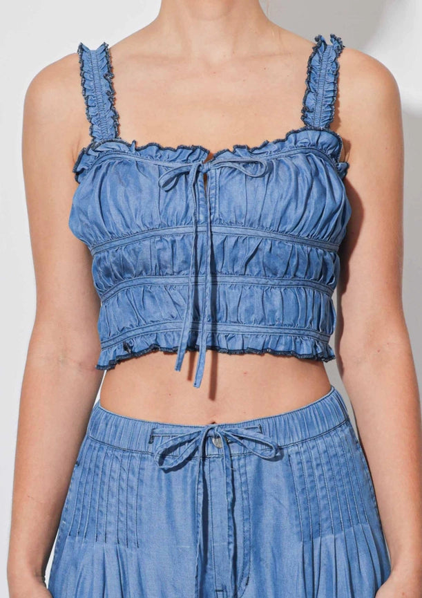 Tencel Smocked Top-Top-Vibrant M.i.U-S-Medium Stone-Urbanheer